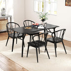 Giantex Wooden Dining Chairs Set of 2, Black Windsor Kitchen Chair w/High Spindle Back & Rubber Wood Legs, Wide Seat & Curved Backrest, Farmhouse Side Chairs, Armless Accent Chair for Home Restaurant