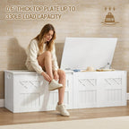 Hzuaneri 59" Modern Farmhouse Storage Chest and Bench | 70 Gal | 330lb Seat | Soft-Close Hinges | Pure White | Shoe and Blanket Storage for Bedroom, Living Room, Entryway | SB51503X