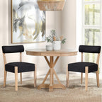 ZJhome Dining Chairs,Set of 2 Mid-Century Modern Wooden Kitchen Chairs with Linen Upholstery - Low-Back Woven Design for Kitchen & Dining Room,Black Fabric