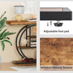 RANXFLOAT Console Tables for Entryway, 4-Tier Industrial Narrow Wood Sofa Table, Entryway Table with Storage Shelves for Living Room (Without Outlet & LED)