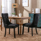 Rustic 9 Piece Dining Table Set, 62.99"-78.74" Extendable Dining Table & 8 Black Velvet Dining Chairs with Wood Leg, Brown Expandable Dining Room Table and Chairs Set