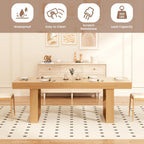 70.9" - 86.6" Extendable Dining Table for 8-10 Person, Modern Expandable Table with U-Shaped Wooden Legs, Dining Table for Dining Room, Kitchen, Living Room, Natural Oak