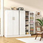 kepptory 47" Kitchen Pantry Cabinet with Doors and Adjustable Shelves, Freestanding Pantry Storage Cabinet, Farmhouse Buffet Cupboard for Kitchen, Dining Room, Living Room, White