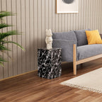 Modern Marble Side Table, 20" Small Square End Table for Living Room, Bedroom, Exhibition Hall, Suitable for Displaying Vases, Statues, Table Lamps, etc. (MAXCAP: 90 Lbs) Napoleon Black