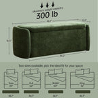 VKNOW Storage Bench, Upholstered Storage Ottoman Bench with Hinge, Green | Ottoman Bench with Large Capacity, Curved Frame, Soft Fabric, Storage Bench for Bedroom, Living Room, Entryway, Window