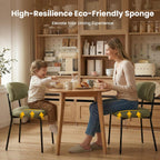 Upholstered Dining Chairs Set of 6, Modern Fabric Kitchen Chairs with Curved Backrest and Cushioned Seat, Sturdy Metal Legs, Modern Dining Chairs for Kitchen Dining Room, Living Room,Green