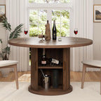 47.24" Round Dining Table for 4, Farmhouse Fluted Kitchen Tables Dining Room Circle Dinner Table, Modern Wood Kitchen & Dining Room Tables