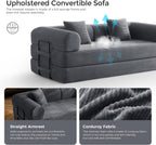 79" Convertible Futon Sofa Bed, Couch for Living Room | Dark Gray | Folding Corduroy Sleeper Sofa, Modular Futon Couch with Fixed-Shape Frame, Pull Out Couch No Assembly