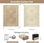 Waterproof Outdoor Rug 5x8 ft, Reversible Plastic Straw Mat, Large Floor Mat for Patio, Camping, Picnic, Backyard RV, Deck, Beige
