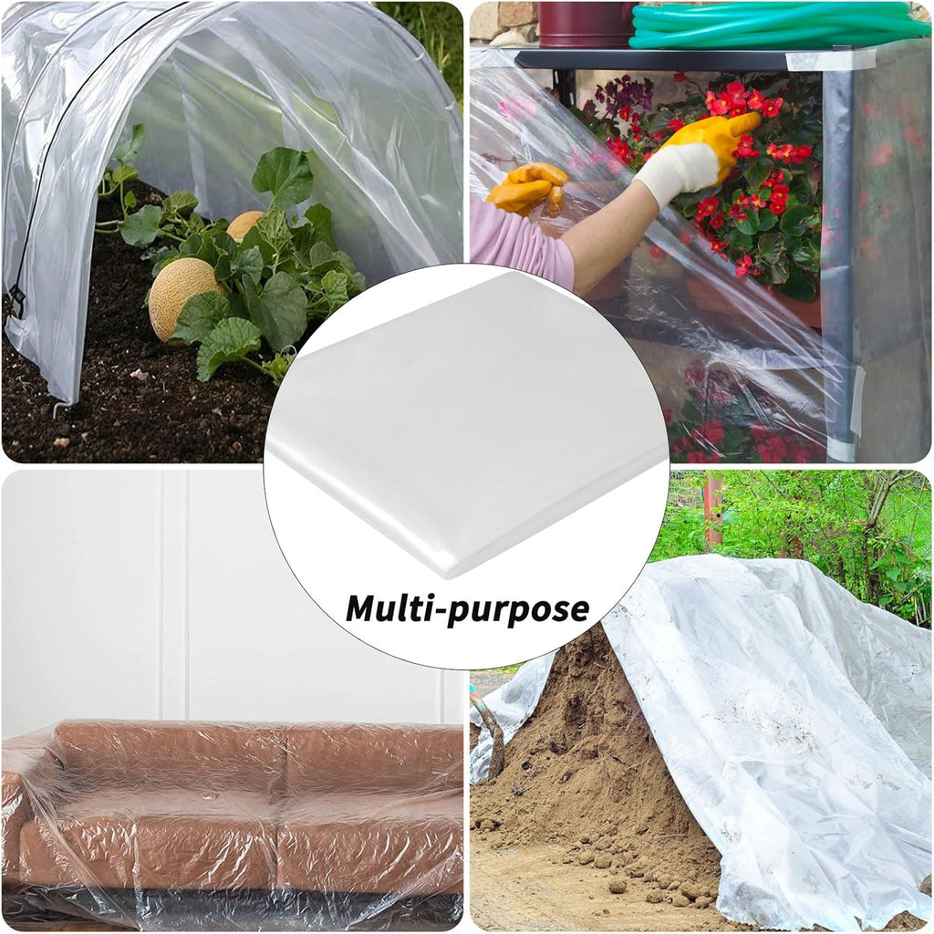 6.5x19.7Ft Clear Greenhouse Film Plastic Sheeting, Greenhouse Polyethylene Plastic Film 6 mil Thickness Replacement Cover, UV Resistant, Plant Covers Freeze Protection for Windproof Frost& Dust Proof