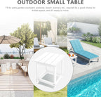 LZRS Patio Side Table, Heavy Duty HDPE Outdoor End Table with Wood Texture, Weatherproof Composite Table for Adirondack Chairs, Deck, Pool, Indoor/Outdoor, No Peeling or Cracking(White)