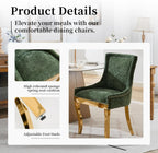 Upholstered Dining Chairs Set of 4, Chenille Fabric Dining Room Chairs with with Gold Stainless Steel Legs, Nailhead Trim, Modern Farmhouse Accent Chairs for Dining Room or Kitchen, Olive Green