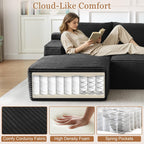Eafurn 96" L Shaped Cloud Sectional Couch with Chaise, Deep Seat Modular Sectional Sofa Corduroy Memory Foam Sofa Couches for Living Room Bedroom, No Assembly Required, Black