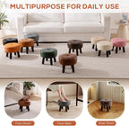 oakvivo Small Foot Stool, 13in Round Faux Leather Pouf Ottoman Foot Rest | Footstool Ottomans with Rubber Legs Under Desk, 13''L x 13''W x 10.2''H, Footrest for Couch, Living Room Bedroom, Brown