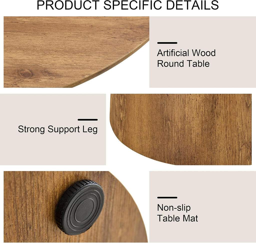 Round Dining Table for 4/6, 45 Inch Dining Room Table, Small Kitchen Table with Stable Pedestal, Modern Dining Table for Kitchen,Living Room,Apartment,Restaurant (Dark Wood)