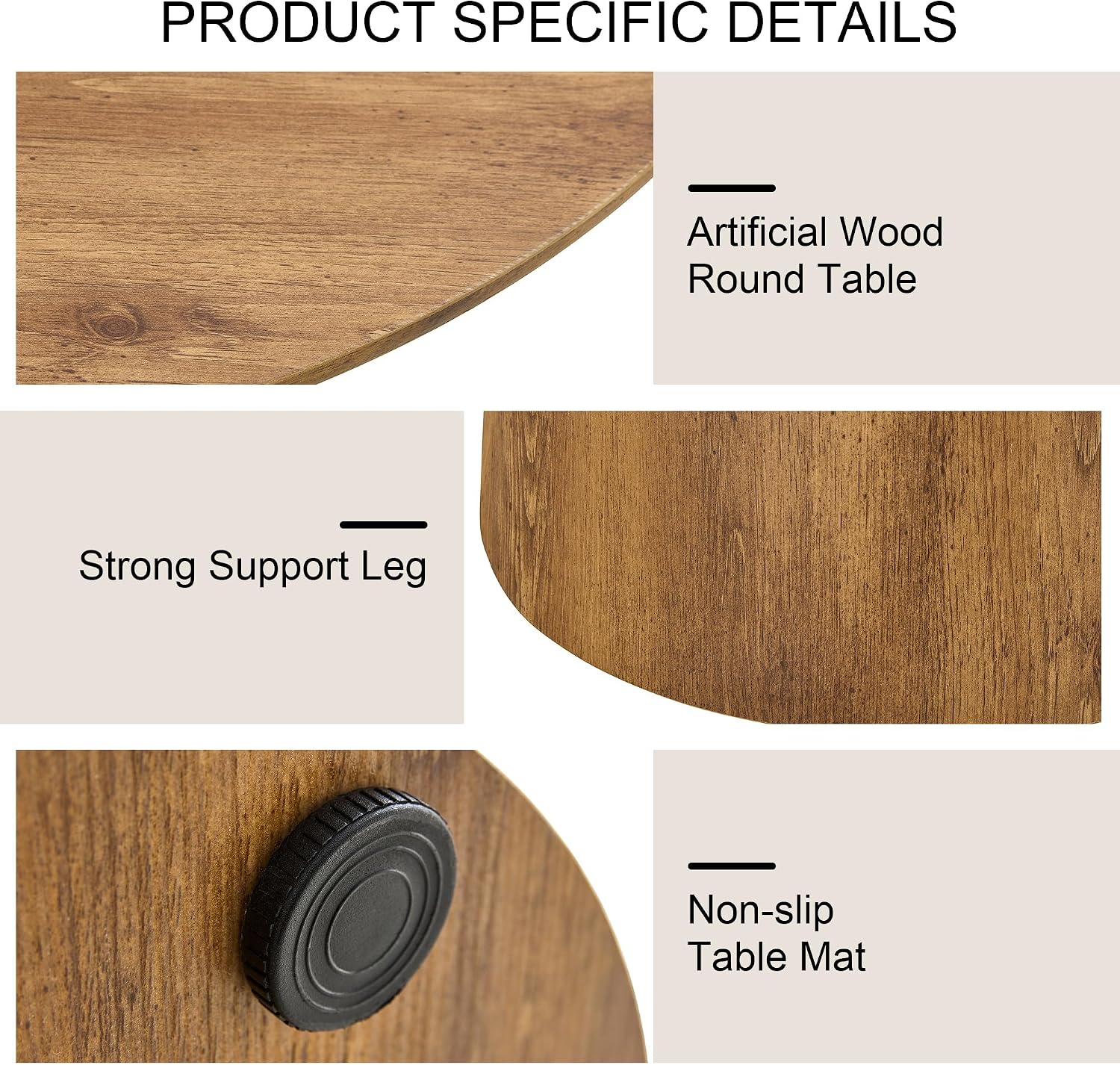 Round Dining Table for 4/6, 45 Inch Dining Room Table, Small Kitchen Table with Stable Pedestal, Modern Dining Table for Kitchen,Living Room,Apartment,Restaurant (Dark Wood)