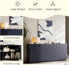 59 Inch Contemporary Sideboard Buffet Table - Navy Blue Ripple Design Storage Cabinet, Accent Console for Kitchen Dining Room, Entryway & Living Room