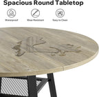 Round Dining Table for 4-6 People,47 Inch Dining Room Table,Modern Circle Kitchen Table with Storage Shelf and Metal Legs for Dining Room,Kitchen,Grey (Table Only)