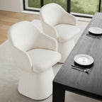 KISLOT Swivel Dining Chairs Set of 2, Upholstered Modern Barrel Dining Chairs with 360° Swivel Base, Chenille Velvet Fabric Accent Kitchen Chairs with Arms, Padded Dining Room Chairs, Cream