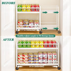 2-Tier Expandable Rolling Pantry Cart with Wheels, Adjustable Floor Organizer for Kitchen Pantry, Can Organizer for Pantry, Storage Cart for Snack, Food, Vegetables, White, Patent Pending