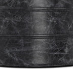 SIMPLIHOME Connor 18" Wide Round Pouf in Distressed Black Genuine Leather