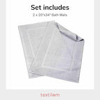 TEXTILOM Luxury 2 Pack Banded Cotton Bath Mats for Bathroom Floor [ Hotel, Spa, Tub, Shower Bath Mat Floor Towel Set ], Machine Washable & Soft & Absorbent & Quick Dry (20''x34'')- Light Grey