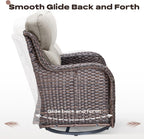 Rilyson Outdoor Swivel Rocker Chairs - All Weather Resistant Wicker Patio Furniture Set of 2 with High Back and 6 inch Thick Cushions for Deck Porch Yard and Poolside, Brown/Beige