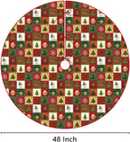 Christmas Tree Skirt 48 Inch, Red Christmas Tree Skirt Snowflake Ball Funny Xmas Decor Seasonal Winter Holiday Indoor Home Party Decorations