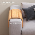 2 Pack Sofa Arm Tray,Bamboo Folding Couch Arm Tray,Sofa Armrest Tray with Anti-Slip Pad for Drinks,Snacks,Phone,Remote Control（Natural）