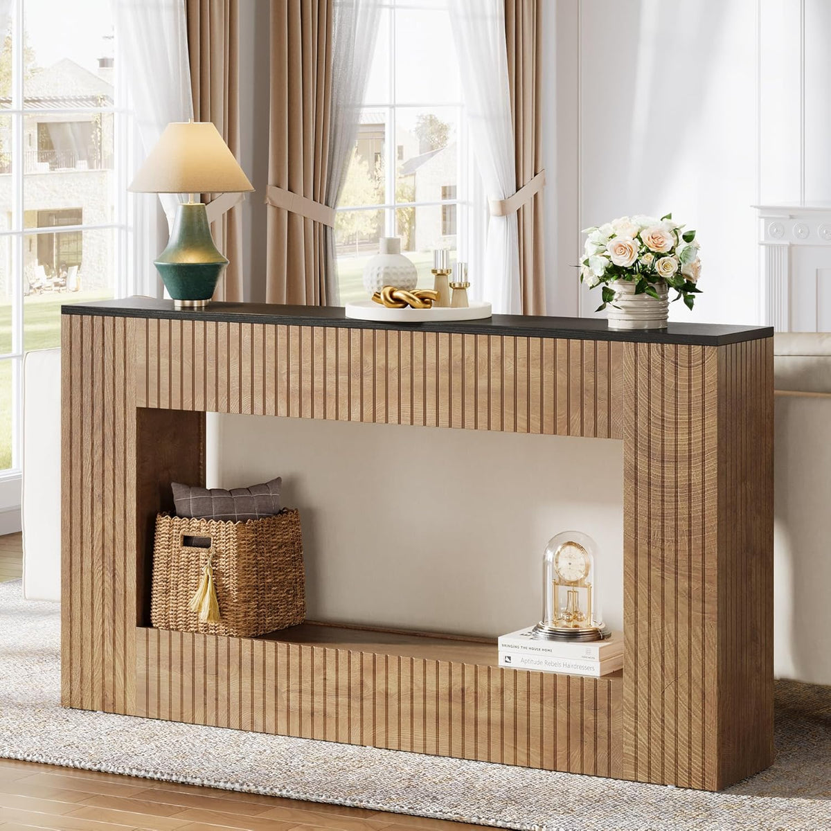 Tribesigns Modern Console Table, 55-Inch Wood Entryway Table with Storage, Narrow Long Sofa Table Behind Couch Table for Living Room, Foyer, Hallway, Brown