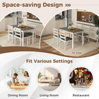 COSTWAY 5-Piece Dining Table Set for 4 w/Rubber Wood Structure, Grey | Spacious Tabletop, Anti-Slip Pads, Rubber Wood Legs, Space-Saving Design for Small Place, Apartment, Studio, Restaurant