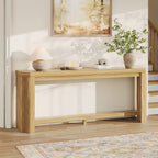 70" Console Table for Entryway, Narrow Long Sofa Table Behind Couch, Wood Couch Table with Open Storage, Easy Assembly Entryway Table for Living Room, Hallway, Foyer, Couch, Natural Oak