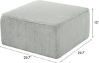 Christopher Knight Home Kyle Corduroy Woven Upholstery Square Ottoman, Living Room Sofa Ottoman with Wood Frame, Comfy Seating Experience with Dense Foam Padding, Non-Marking Foot Caps, Muted Green