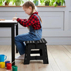 Utopia Home Folding Step Stool 9 Inch, Anti-Slip, 300 lbs, Black | 9-inch foldable step stool with anti-slip surface, built-in handle, and 300 lbs strong plastic support for safe home use.