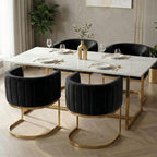 Hyfirm Black and Gold Barrel Dining Chairs Set of 2, Modern Velvet Upholstered Accent Chairs with Curved Back for Kitchen Island, Luxury Comfort Seating Cantilever Metal Frame