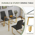 NicBex Dining Room Table Modern 51" Rectangular Dining Table for 6 with Tempered Glass Tabletop and Metal Legs for Kitchen, Dining Room, Restaurants, Golden