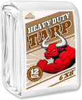 Tarp 6x8 ft Heavy Duty 12mil 100% Waterproof High Durability Multipurpose,Uv Resistant,White Tarp Suitable for Swimming Pools, Boats, Camping, Courtyards, Etc -by MVPNET