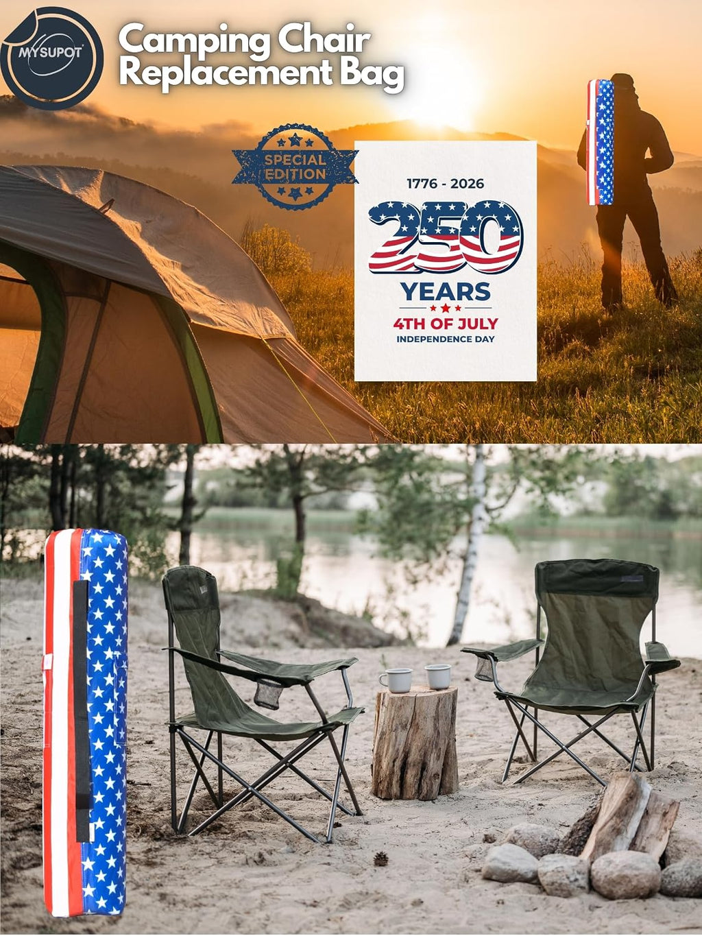 Replacement Bag for Folding Camping Chair, Portable Camp Chair, Hammock, Yoga Mat, Umbrella, Tents, Tripods, Fishing Poles - 420D Oxford Polyester Fabric