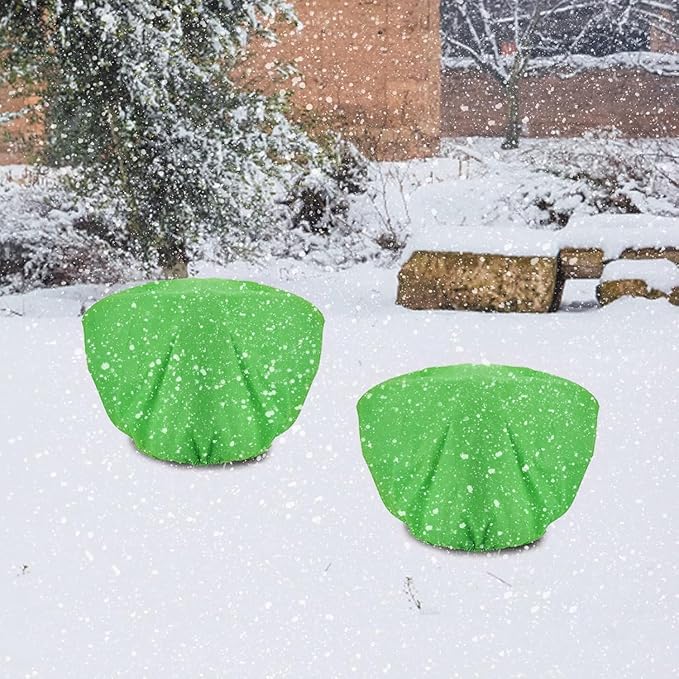 ANPHSIN 3 Pcs Plant Covers Freeze Protection - 19.6in x 39.3in Winter Shrub Plant Protection Bags, Frost Blankets Cloths with Drawstring for Outdoor Garden Rose Bush Plants, Green