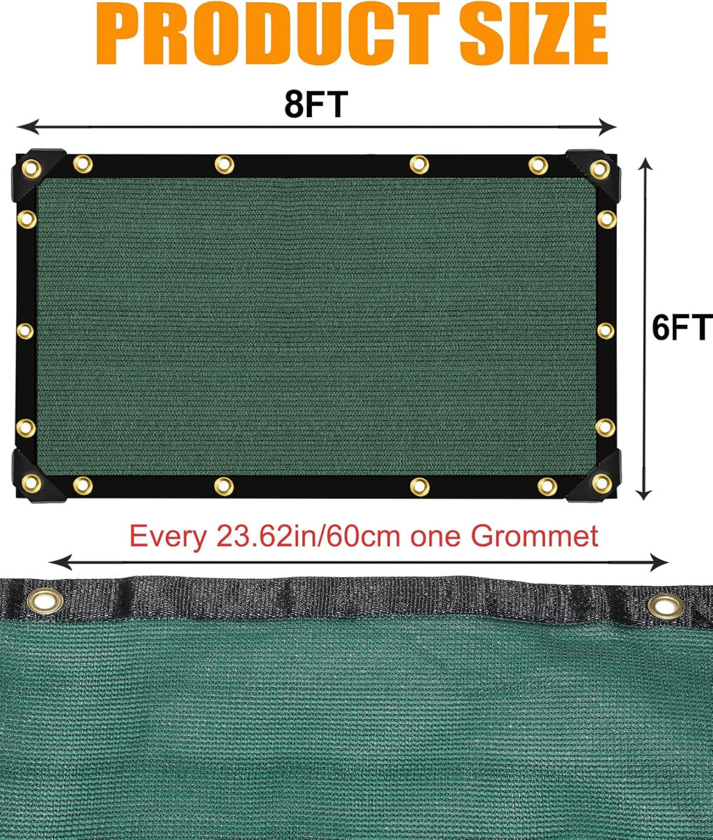 e.share 90% Heavy Duty Shade Cloth for Garden, 6 Ft X 8 Ft Sun Shades Outdoor Patio with Grommets for Plant Covers,Porch Screen,Pergola Shade Cover,Greenhouse,Green