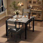 IDEALHOUSE Dining Table Set for 2 with Corner Protector, Kitchen Table Chairs Set of 2 w/Upholstered Chairs, Wood Dining Room Table Set for 2, for Dining Room, Apartment, Retro Gray