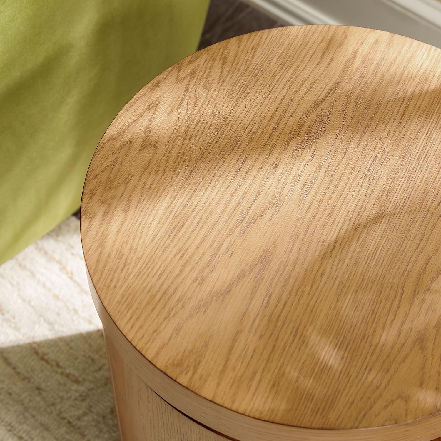 Walker Edison 2-Pack Maya Modern Solid Oak Wood Veneer Side Tables with Storage, 18 Inch, White Oak