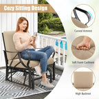 GIANTEX Patio Glider, Outdoor Rocking Chair with Thick Cushion | Sprayed Metal Frame, Curved Armrest, Glider Swing Chair for Garden, Yard, Lawn, Porch Rocker