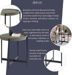 Brookline 20-Inch Round Wood End Table with Concrete Coating and Powder-Coated Iron Legs – Tray Style Top Home Accent for Living Room, Bedroom or Office by Alaterre Furniture (Gray)