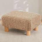 Small Foot Stool Ottoman, Sherpa Footstool Ottoman Foot Rest for Couch, Rectangle Footstools and Ottomans Small for Living Room, Entryway and Bedroom (Light Brown)