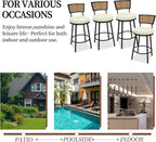 PIZZELLO Patio Swivel Bar Stools Set of 4, Outdoor Bar Height Chairs, Swivel Patio Bar Chair with Cushions, Counter Height Wicker Barstools for Outside Backyard Balcony