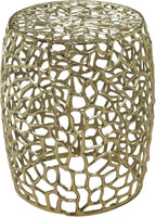 GDFStudio 20.5" H Drum-Shaped End Table Aluminium Round Side Table Small Sofa Coffee Side Tables with Open Mesh Design No Assembly Needed for Living Room Bedroom Balcony Office, Gold
