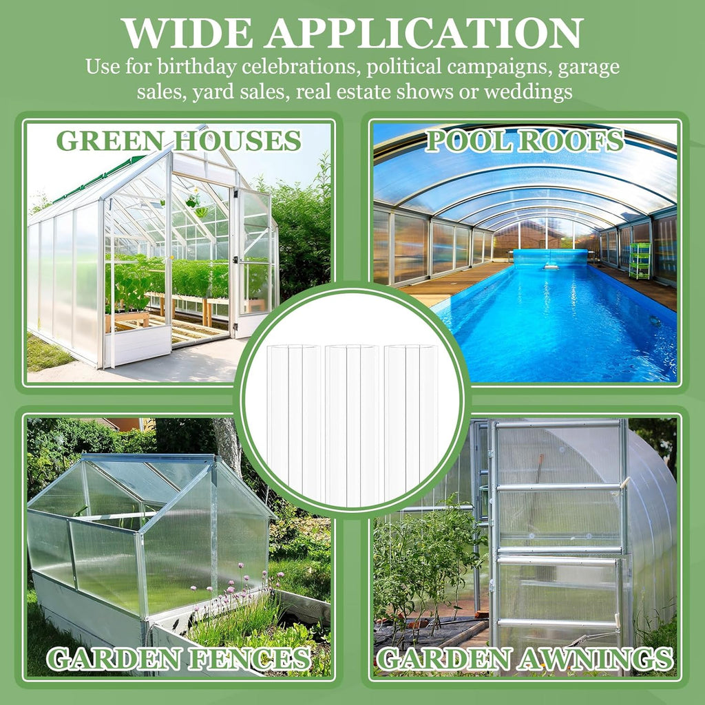 Tandefio 12 Pcs 4 ft Polycarbonate Greenhouse Panels H Connectors Fits 8 mm Polycarbonate Panels Clear Roofing Greenhouse Accessories