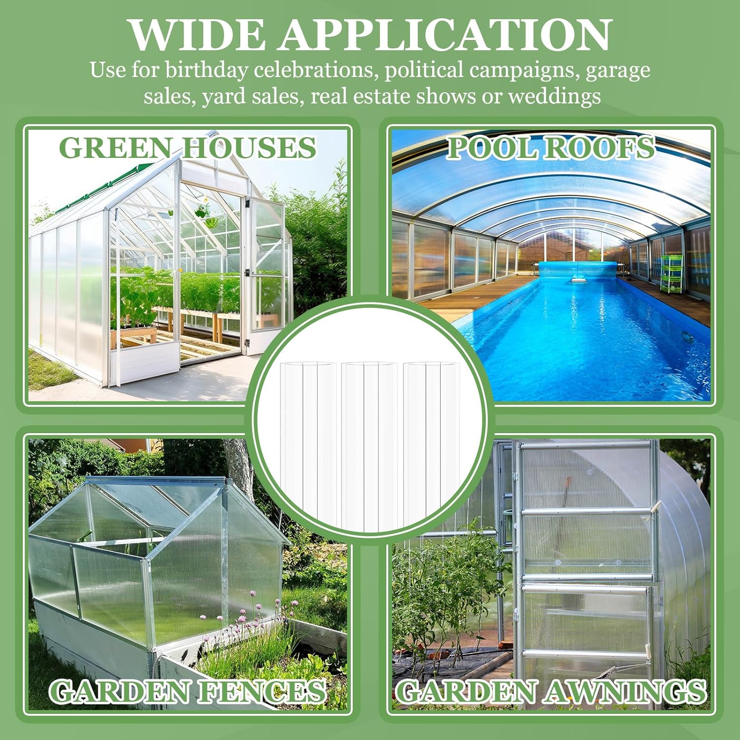 Tandefio 12 Pcs 4 ft Polycarbonate Greenhouse Panels H Connectors Fits 8 mm Polycarbonate Panels Clear Roofing Greenhouse Accessories