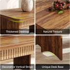 LITTLE TREE 55" Dining Table with 2 Benches, Dining Table Set for 4-6 People, Farmhouse Kitchen Table with Bench, Dining Room Table Set